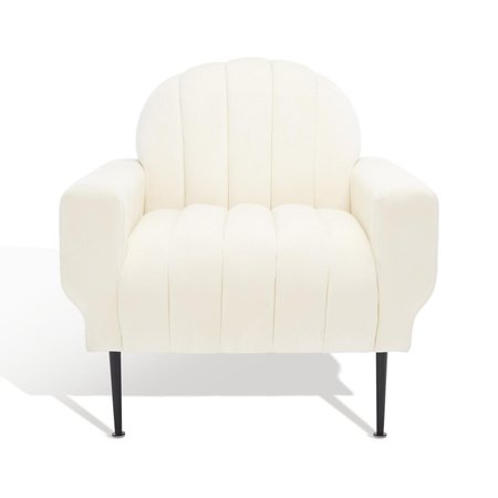 SAFAVIEH 31.8 x 32.5 x 34 in. Josh Channel Tufted Chair, Creme & Black SFV5021B